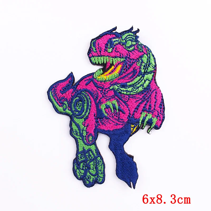 Parche bordado de dinosaurio Punk para ropa, parches bordados para planchar en monopatín, apliques de ropa, pegatinas - imagen 4