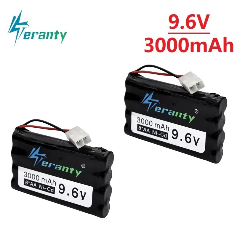Batería recargable de 3000mah y 9,6 v para juguetes a control remoto, batería AA Nicd de 9,6 v y 2400mah para coches, tanque, Robots, pistola, barco a control remoto, 2 uds.