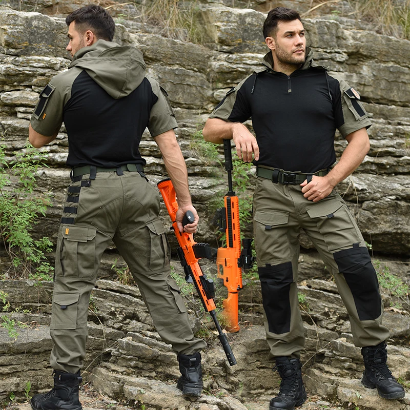 Uniforme militar de camuflaje para exteriores, traje táctico CS, conjuntos de entrenamiento de tiro, camisa + Pantalones con almohadillas para caza y montañero - imagen 3