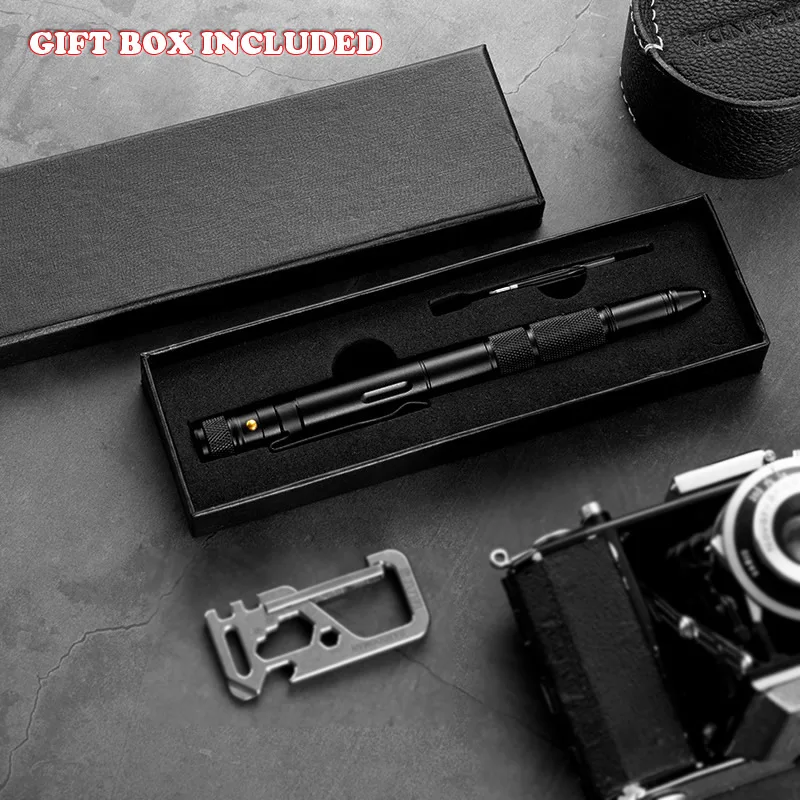 Bolígrafo táctico de autodefensa para hombre y mujer, linterna multifunción de aleación de aluminio, herramienta EDC táctica, caja de regalo de seguridad para campamento al aire libre - imagen 5