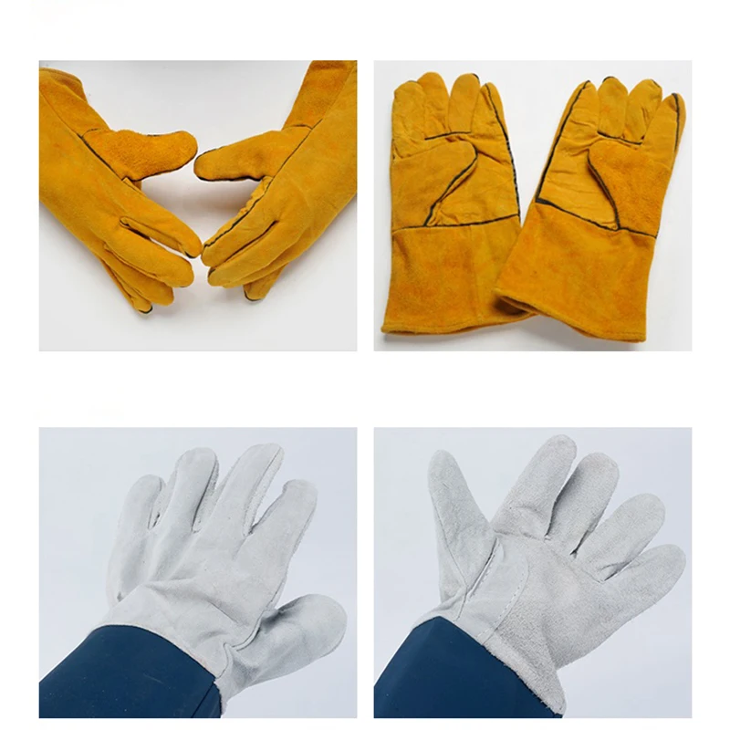 r Guantes de trabajo de piel de vaca para lucha contra incendios Industria de seguridad Resistente al desgaste Soldador antiescaldado Guantes resistentes a altas temperaturas - imagen 3