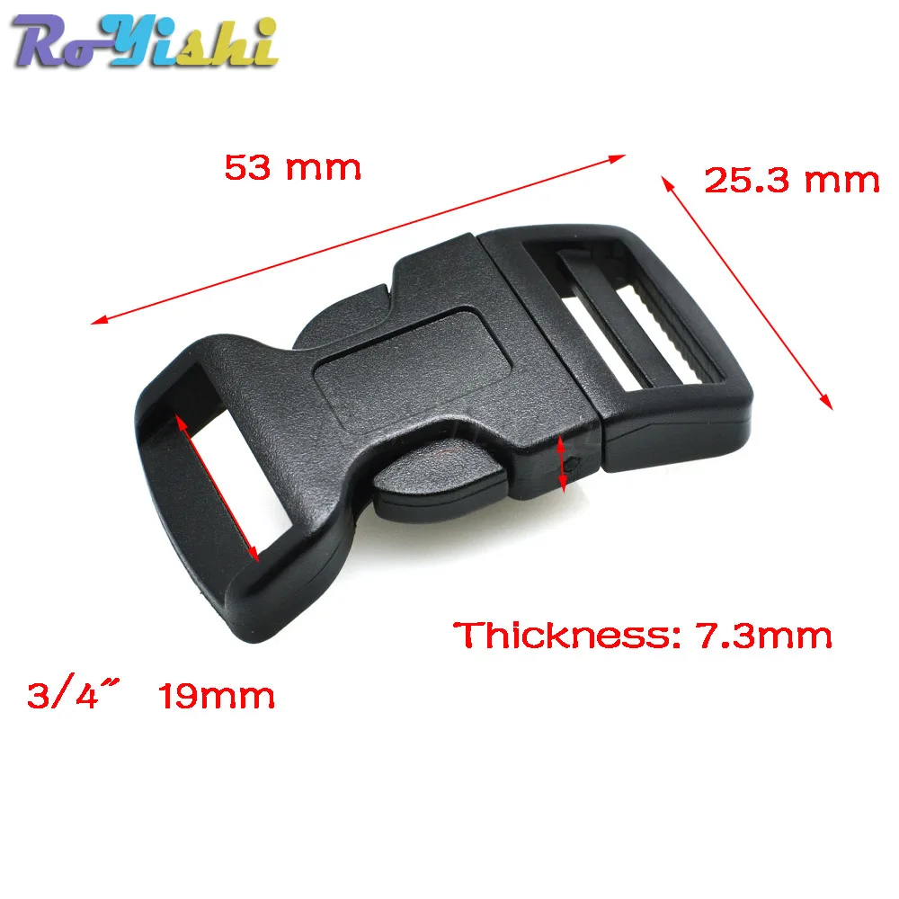 Hebillas de Liberación lateral contorneadas para pulseras de supervivencia Paracord/Collar de perro negro, 10 unids/paquete - imagen 3