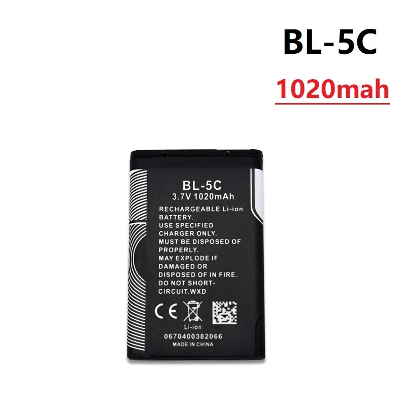 BL5C / BL-5C batería li-po de litio, 3,7 V, 1020mAh, para Nokia 6267, 6270, 6330, 6555, 6600, 6620, 6630, 1100, 1101, 1110, 1112, 1208 - imagen 4