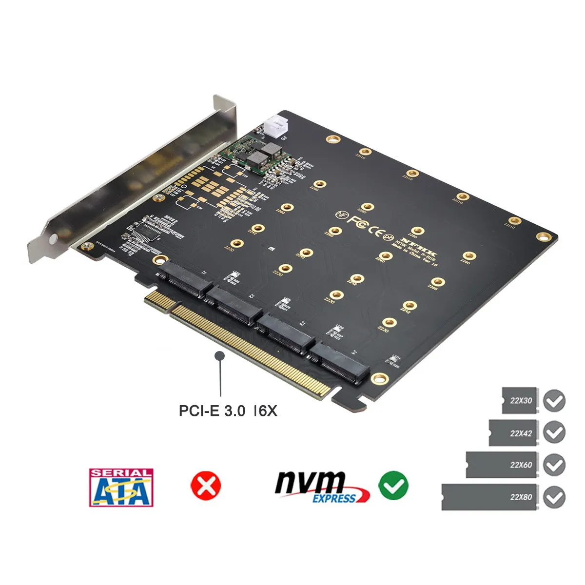 4X NVME M.2 AHCI a PCI-E Express 3,0 Gen3 X16 tarjeta Raid con ventilador VROC Raid0 Hyper adaptador - imagen 5