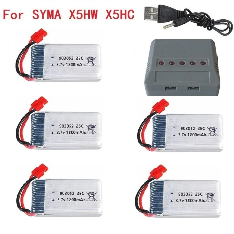 Batería recargable de 3,7 v y 1800mAh para KY601S, batería Lipo y cargador para SYMA X5, X5S, X5C, X5SC, X5SH, X5SW, 903052, 3,7 v