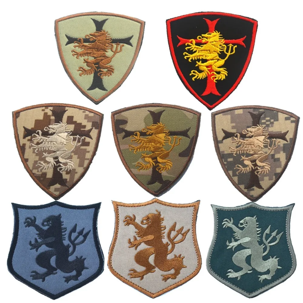 Parche de escudo cruzado de los caballeros templarios, insignia militar bordada del ejército para chaqueta y mochila - imagen 4