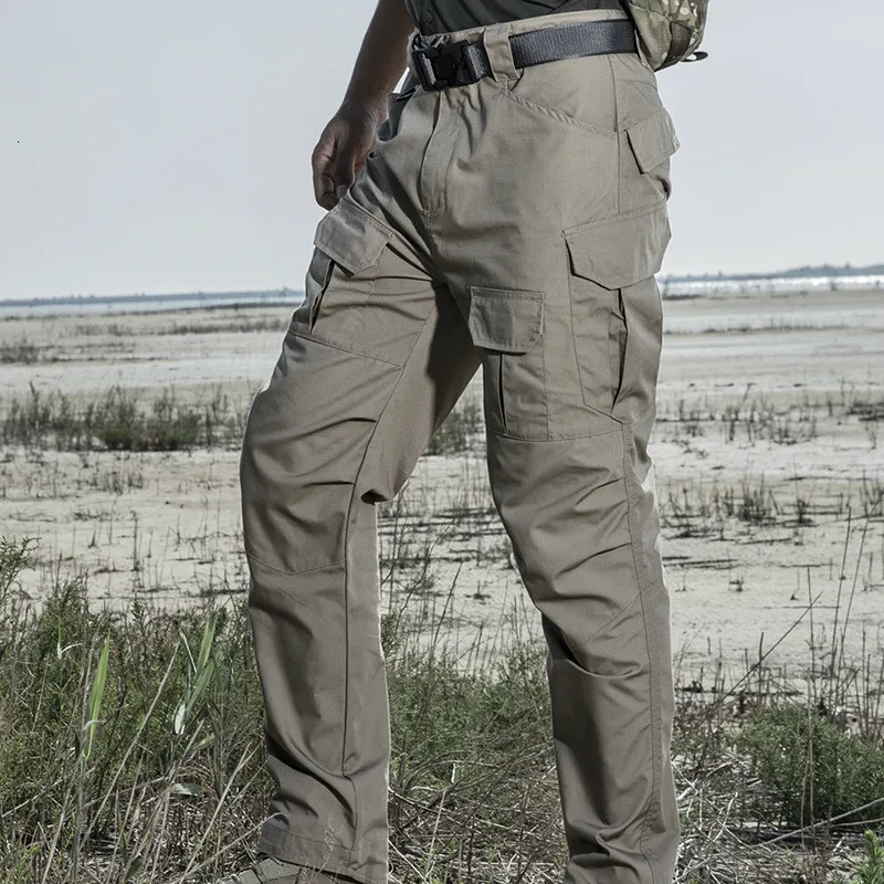 Pantalones tácticos de entrenamiento al aire libre para hombre, ropa militar resistente al agua, con múltiples bolsillos, rectos, para deportes de senderismo - imagen 2