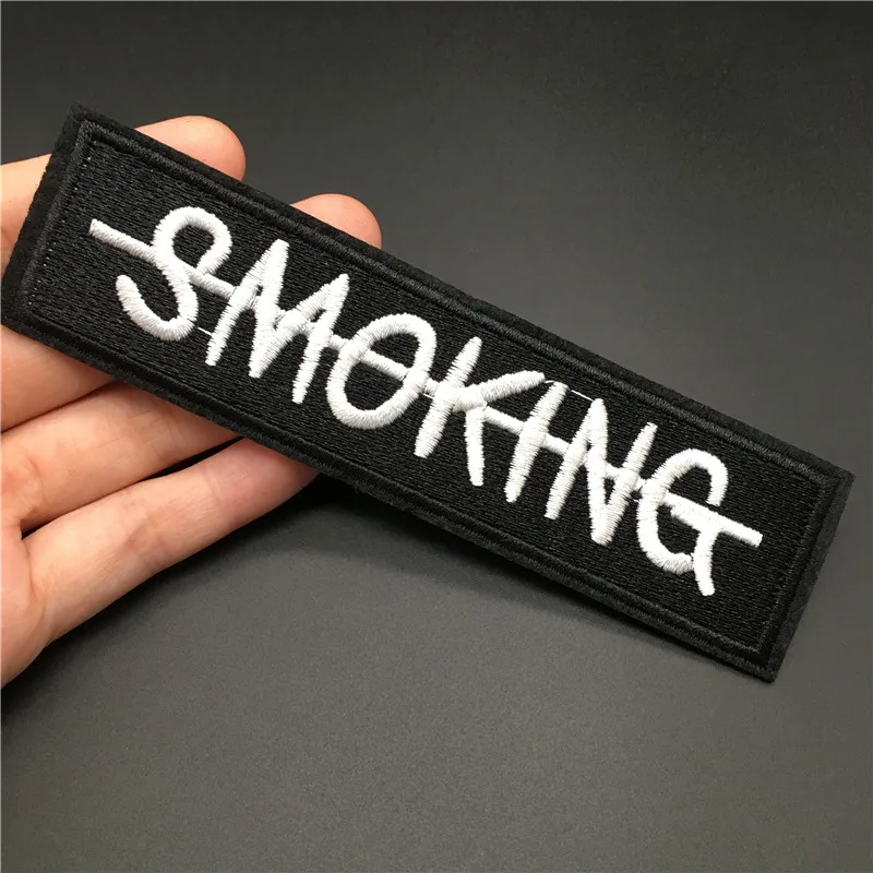 1 ud. No fumar tamaño: 13,1x3,5 cm, parche bordado DIY para mochila, insignia para planchar, ropa, rayas, coser, pegatina, aplique - imagen 4