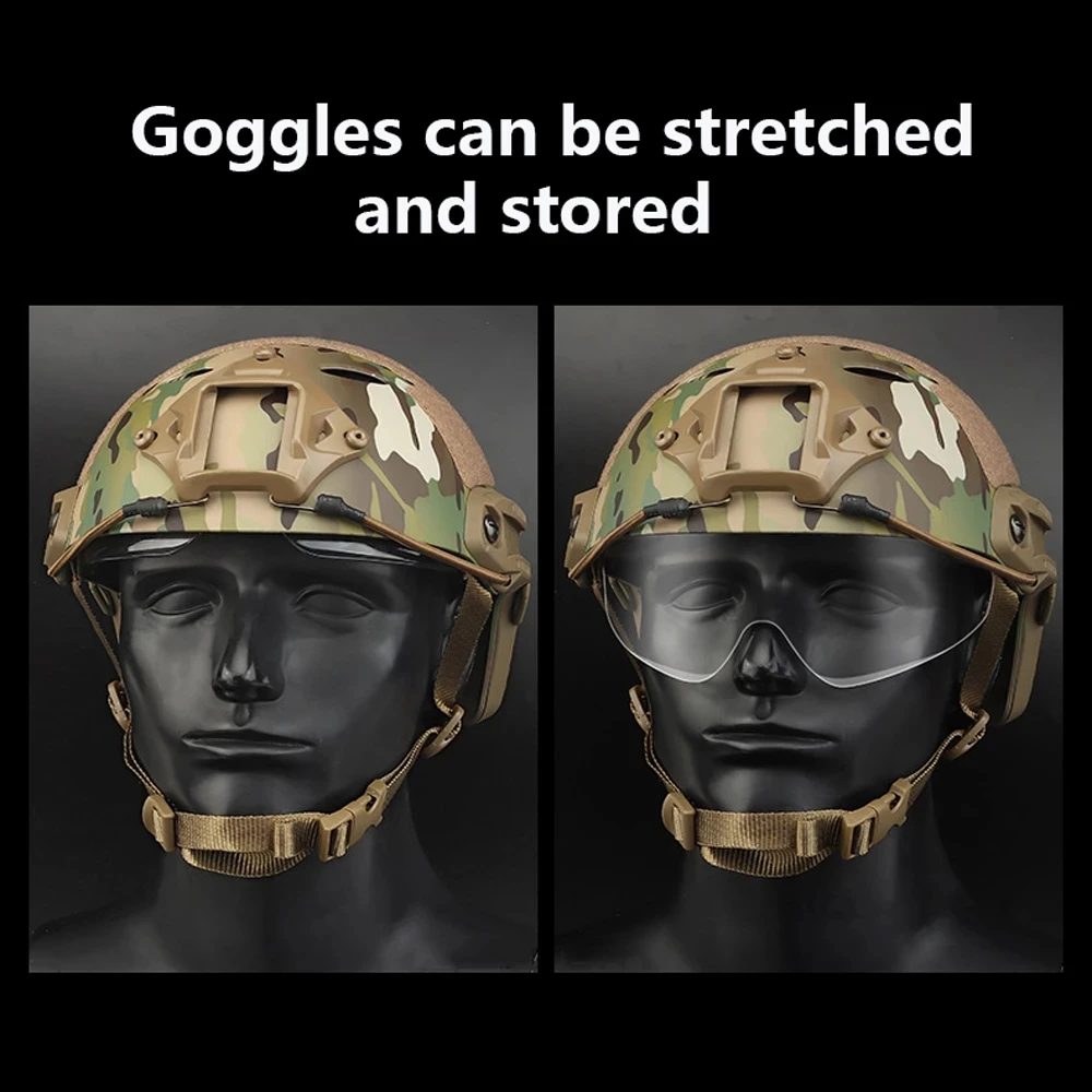 Casco de caza táctico militar para Paintball, gafas protectoras CS, cara rápida, lente protectora - imagen 2