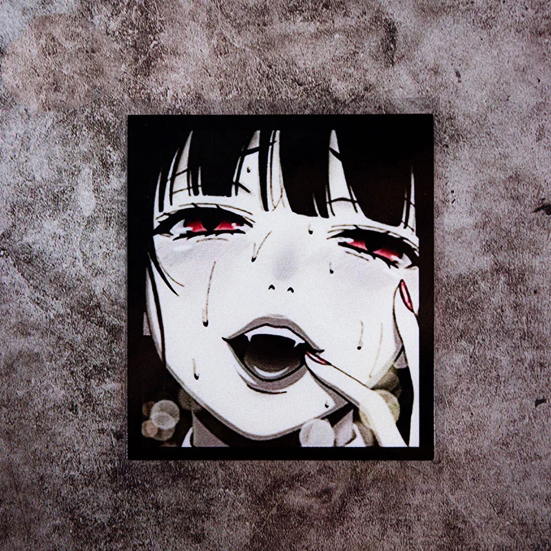 JDM japonés llorando chica reflectante impermeable ventana de coche caja pegatina para batería eléctrica coches motocicletas decoración DIY - imagen 2