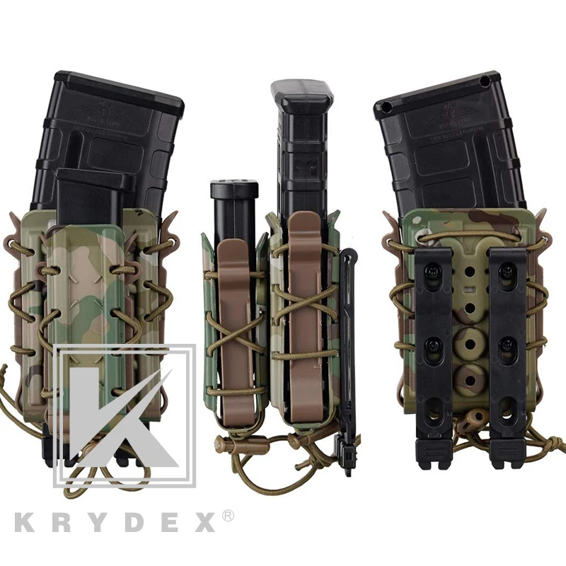 KRYDEX-funda táctica MOLLE 5,56, 7,62, 9mm, para Rifle, pistola, cargador, portador Mag, soporte para M4 AK, caza, pistola de tiro, Airsoft - imagen 5