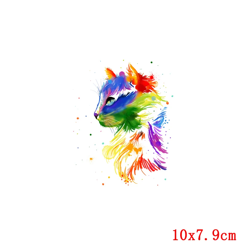 Parches térmicos coloridos de gato para plancha de transferencia de calor, parches térmicos de moda para planchar en la ropa, calcomanías para ropa - imagen 3