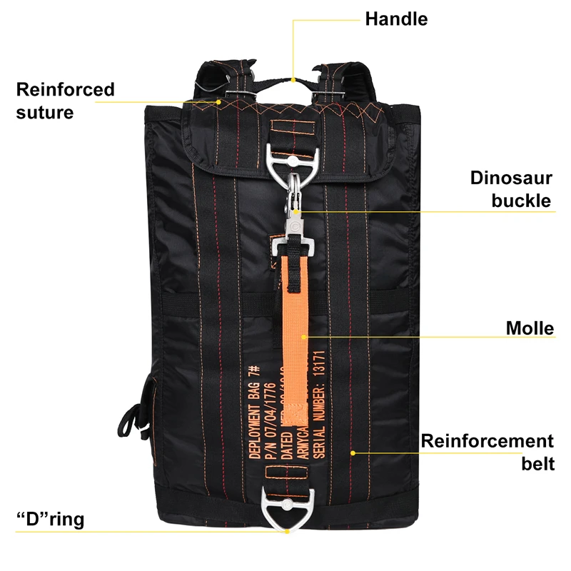 LQARMY-mochila duradera multiusos, bolsa de paracaídas ligera para viajes de caza al aire libre, senderismo, escuela, llevar aventuras - imagen 3