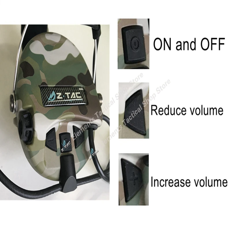 Z-TAC auriculares tácticos de tiro auriculares tácticos Sordin captación activa cancelación de ruido Airsoft para walkie-talkie Z111 - imagen 3