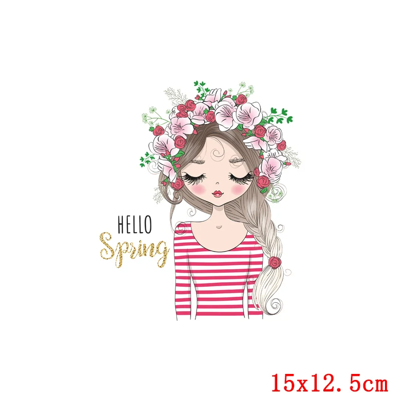 Prajna parche de vinilo de transferencia de hierro para niña, pegatina térmica para planchar en la ropa, apliques de unicornio DIY, Princesa, moda - imagen 5