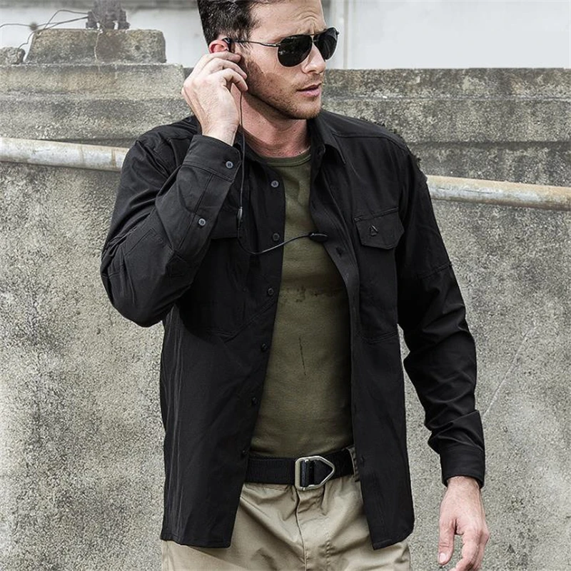 Camisa táctica de manga larga para hombre, camisa de combate militar de secado rápido, informal, para viaje de ciudad - imagen 2