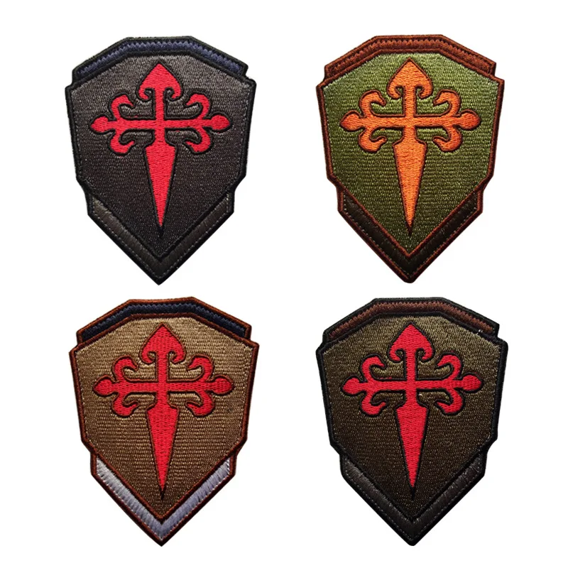SANTIAGO Cavaliers of Santiago James parche cruzado Camino De Santiago gancho parches tácticos bordados suaves para abrigo personalizado 4,6