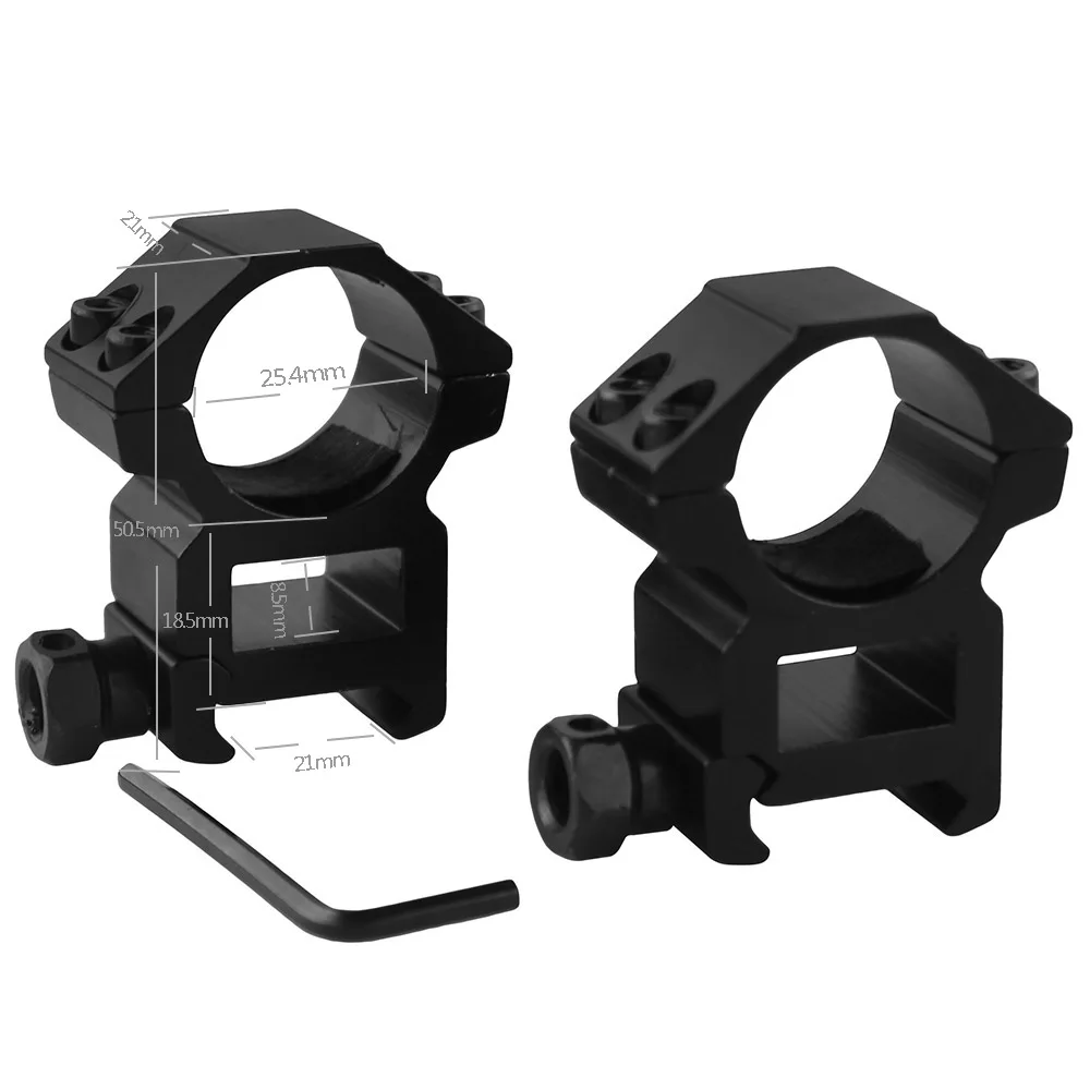 VULPO-tornillos dobles de anillo de 25,4mm, soportes de alcance alto y bajo para riel Picatinny de 21mm, caza, 2 unidades por lote - imagen 2