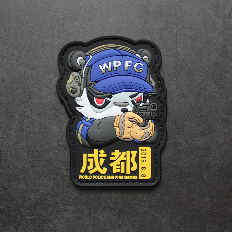 Parches de PVC versión Q Panda World HKP, insignias heróicas conmemorativas aeroespaciales de China, tácticas para bolsa de ropa, casco, chaleco, decoración - imagen 3