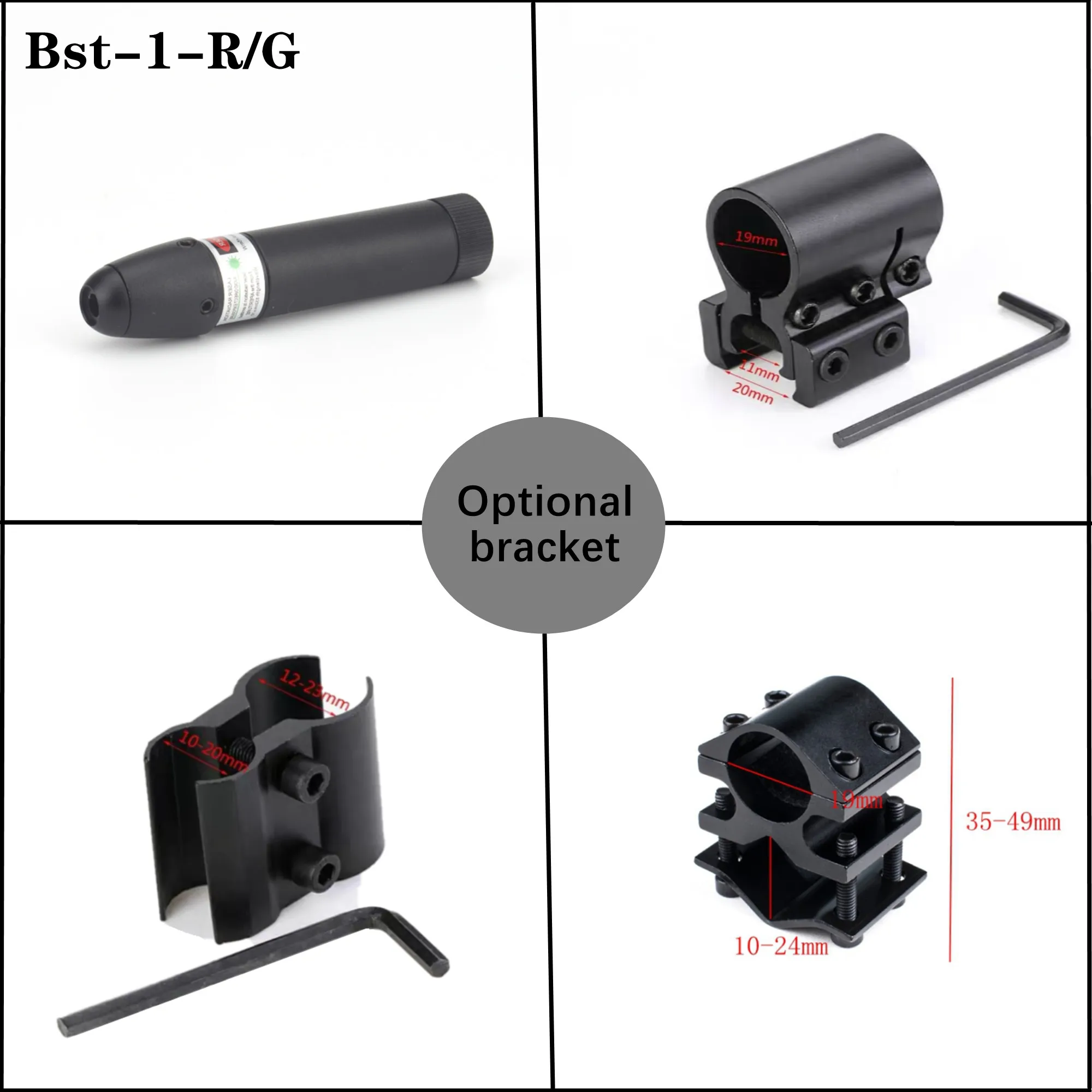 Mira láser táctica de punto rojo sin batería, colimador láser de caza con montaje ajustable, vista láser verde Universal - imagen 3