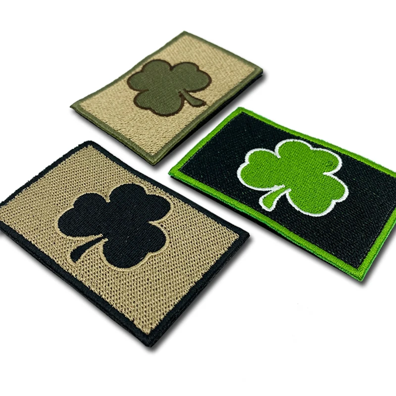 Parches de trébol de la suerte de Shamrock, insignia de creatividad bordada, brazalete de gancho y bucle, pegatina 3D para chaqueta y mochila - imagen 2
