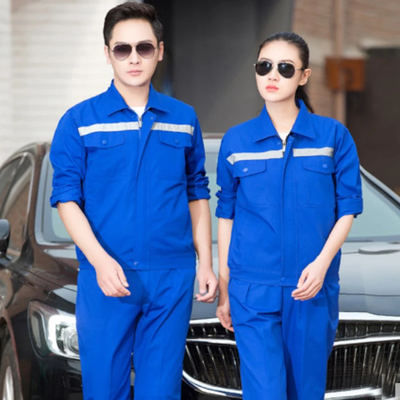 Ropa de trabajo para hombre y mujer, monos de talla grande para reparación de máquinas, chaqueta protectora de trabajo de seguridad con costuras + pantalones, uniformes de limpieza - imagen 5