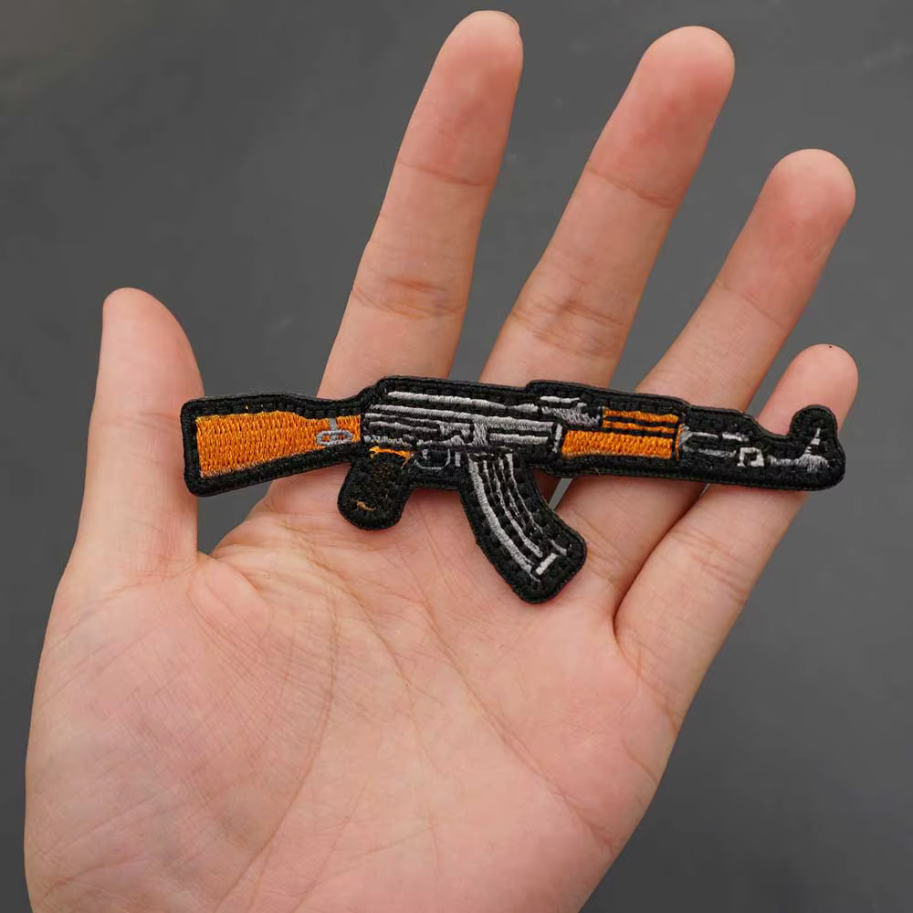AK47 pistola táctica samurái bordada, parche Punk, gancho de respaldo, insignia de moral en bolsa, chaqueta, sombrero de brazo - imagen 2