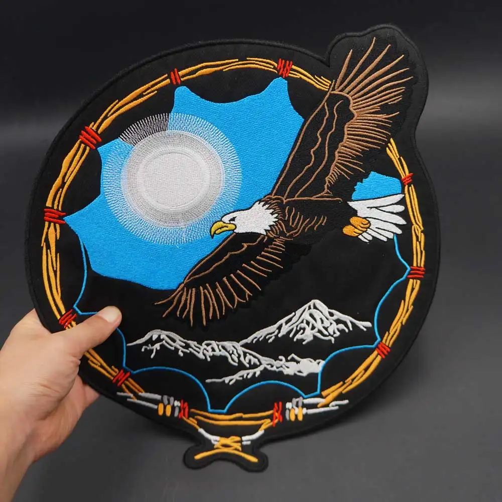 Parche bordado grande Eagle Sun Mountain para ropa, sombreros, bolsos, planchado en respaldo - imagen 3