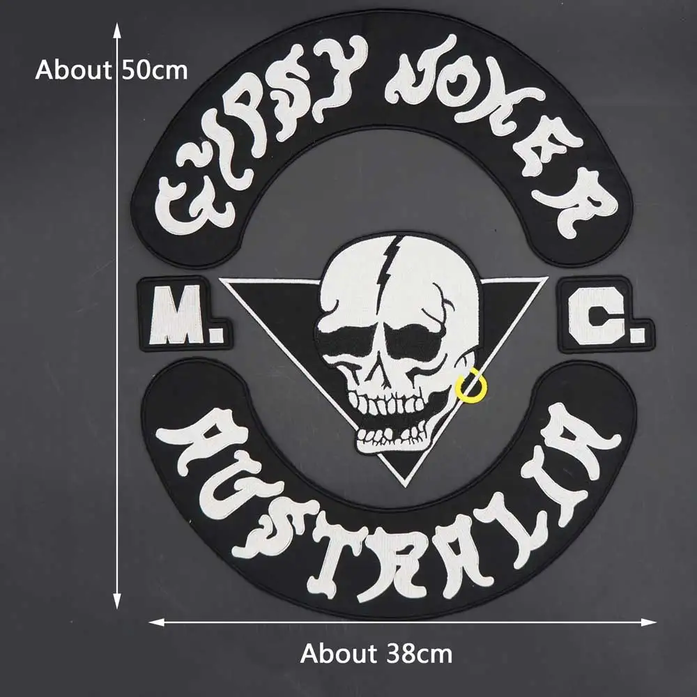 Cráneo Gypsy Joker Australia bordado motocicleta motero parche pegatina insignia para ropa sombrero bolsas hierro en el respaldo - imagen 2