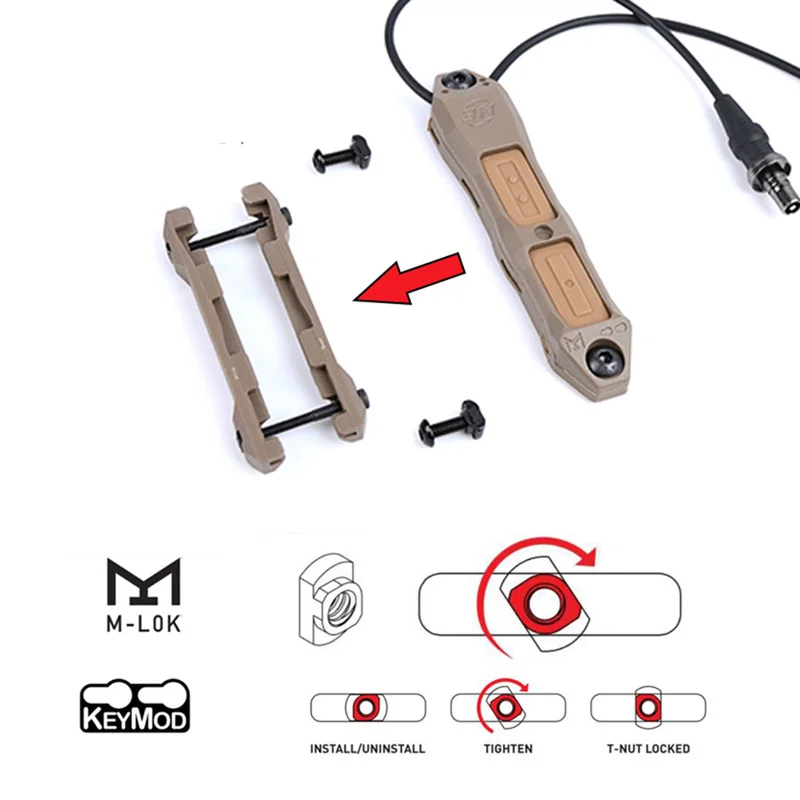 Botón de doble interruptor de presión aumentada táctica para láser PEQ15 DBAL-A2, M300, M600, luz de arma, compatible con Keymod m-lok, Riel de 20mm - imagen 5