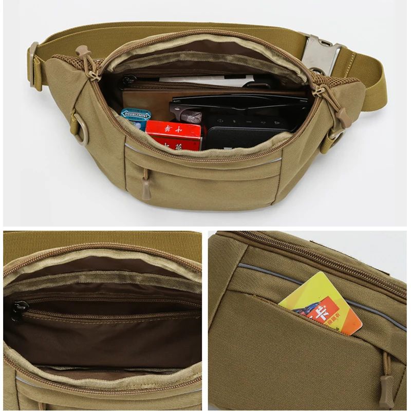 Bolsa táctica para el pecho para hombre, riñonera con cremallera, bolsa para cinturón, senderismo, pesca, Camping, viajes, hombro al aire libre, caza, riñonera - imagen 4