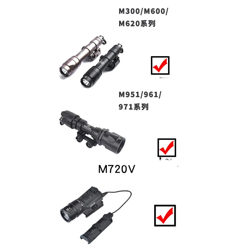 Botón de doble interruptor de presión aumentada táctica para láser PEQ15 DBAL-A2, M300, M600, luz de arma, compatible con Keymod m-lok, Riel de 20mm - imagen 2