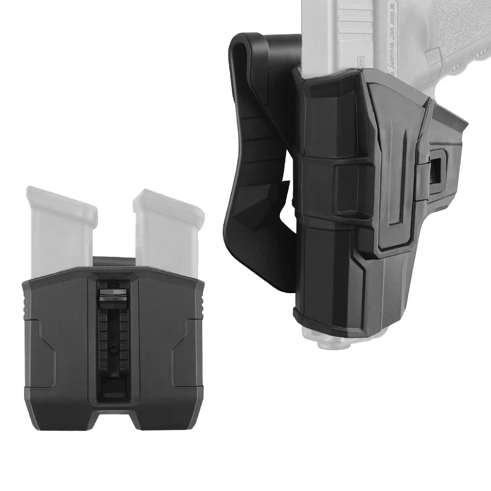 Funda táctica para pistola de retención de G-9R, soporte para cargador, bolsa Mag para Glock de 9MM, 17, 18, 19, 22, 23, 25, 31, 32, 34, 35, 37, 38
