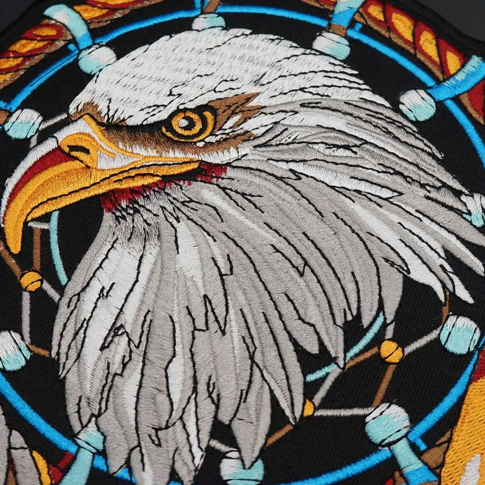 Parche bordado de águila India grande para motocicleta, ropa, sombrero, bolsas, respaldo de hierro - imagen 5