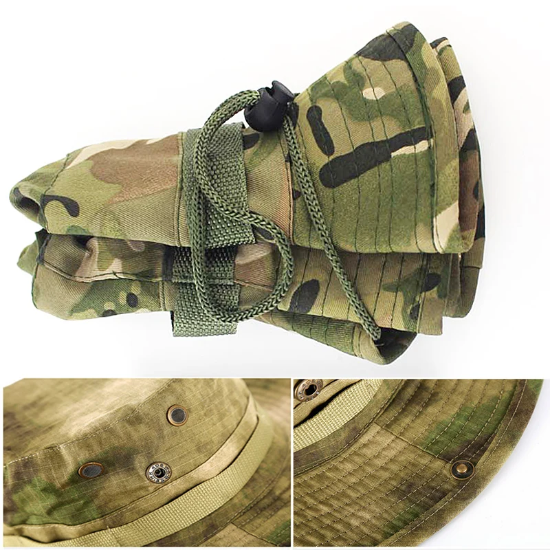 Sombrero Boonie para hombre, gorra táctica de camuflaje militar, sombreros de cubo, deportes del ejército, caza, senderismo al aire libre, pesca, gorra protectora solar - imagen 5