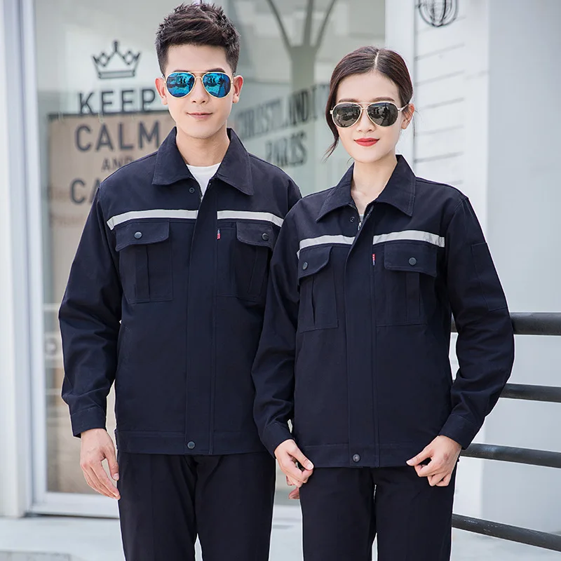 Conjunto de ropa de trabajo 100% algodón para hombre y mujer, chaqueta + Pantalones, máquina transpirable, taller de reparación, bata, ropa de soldadura, uniforme de trabajo - imagen 5