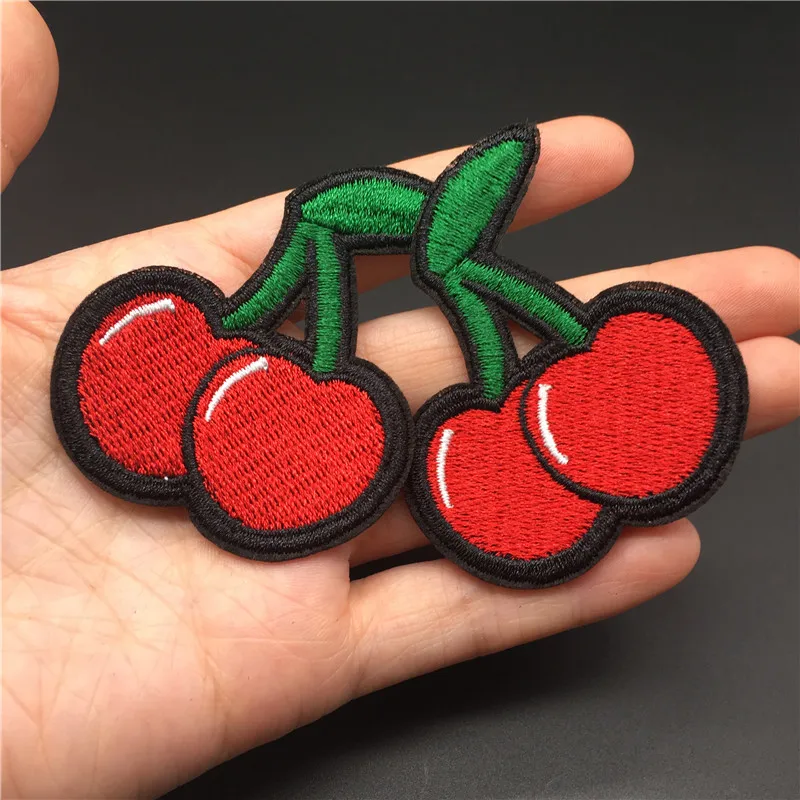Parche bonito para ropa con fruta de cereza, tamaño: 4,8x5,6 cm, parche bordado artesanal para planchar para ropa, pegatina, camiseta para niñas, apliques de vestido - imagen 5