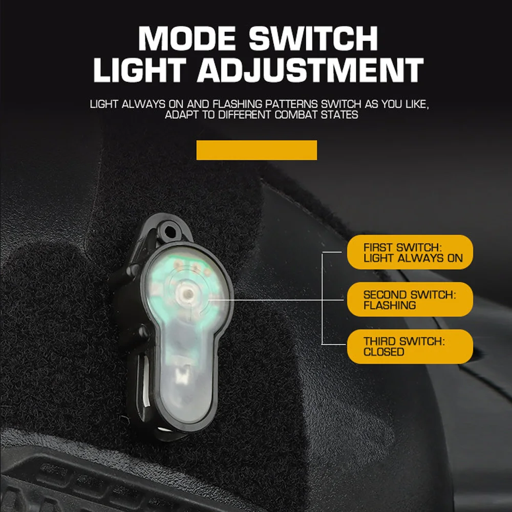 Luz de señal táctica en uso en casco táctico