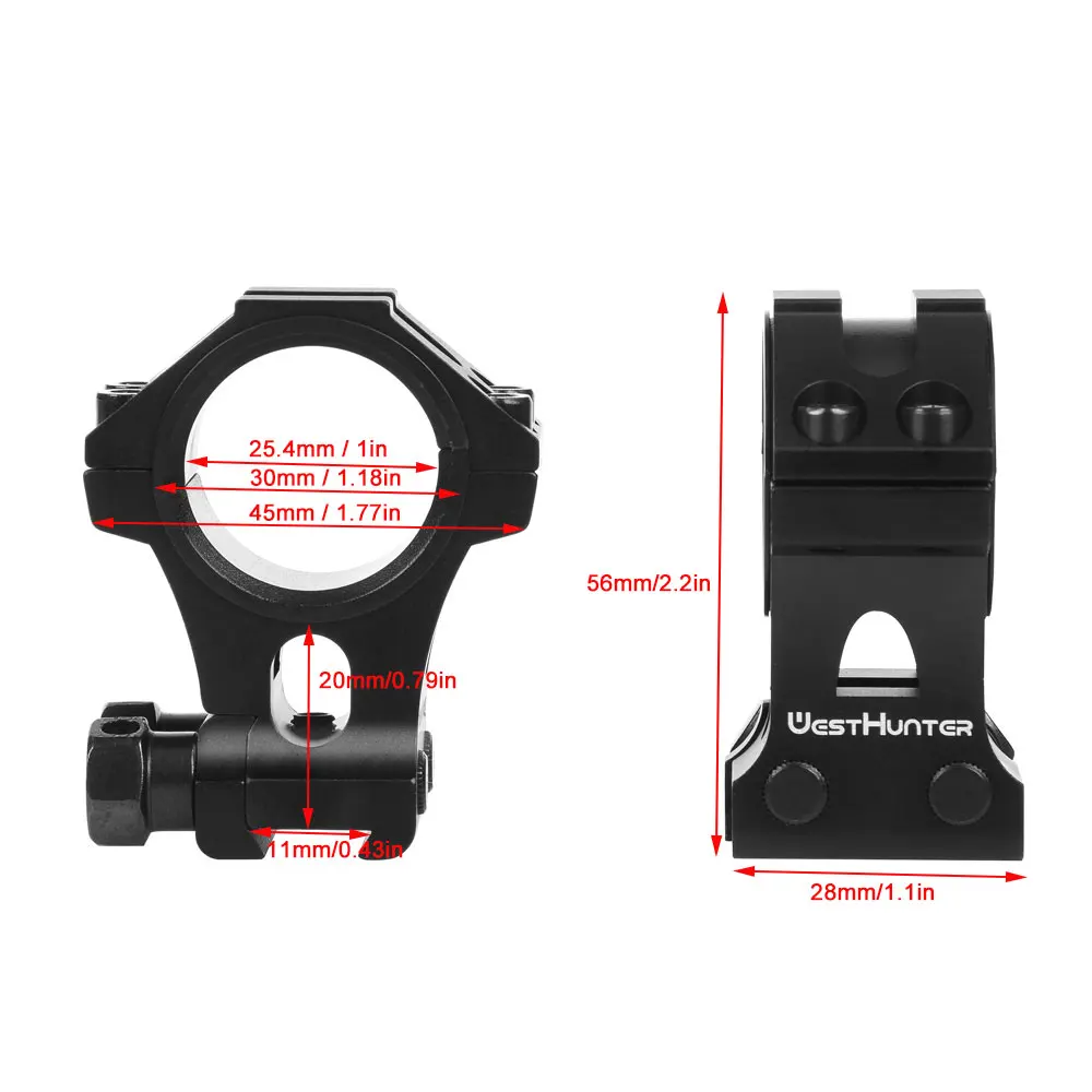 WestHunter-montura para mira telescópica de cola de milano, anillos táctiles ópticos de 11mm, compatible con riel de 25,4/30mm de diámetro, proceso CNC completo - imagen 3