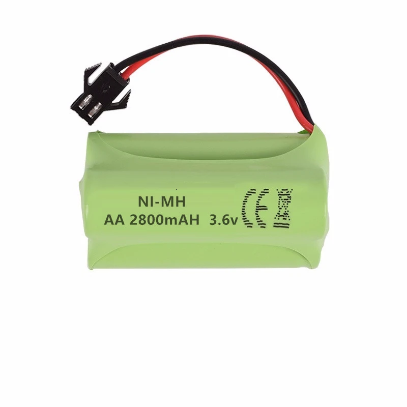 Batería NiMH de 3,6 v y 2800mah para coche teledirigido de juguete, para tanques, trenes, Robot, barco, pistola, Ni-MH AA, 2400mah, 3,6 v, recargable, 1 unidad - imagen 2