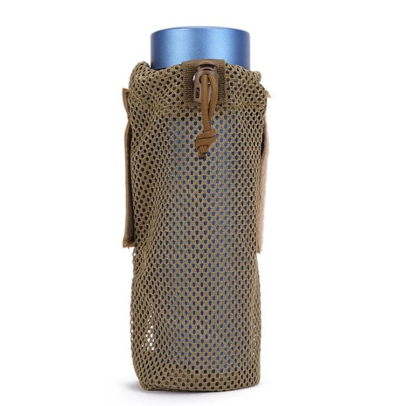 Bolsa táctica Molle para botella de agua, portabotellas militar con cordón superior y fondo de malla, contenedor de agua portátil - imagen 5