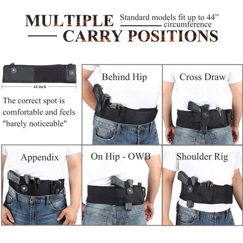 Funda de pistola de mano derecha e izquierda para Glock 19 Beretta, banda para el vientre de caza, transporte táctico oculto - imagen 2