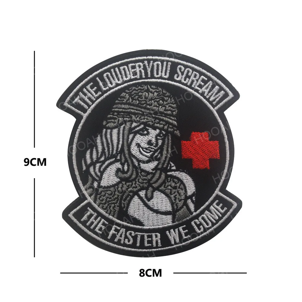 The Higher You Scream The Faster We Come parches bordados chica Sexy enfermera parches militares tácticos apliques de emblema de combate - imagen 2