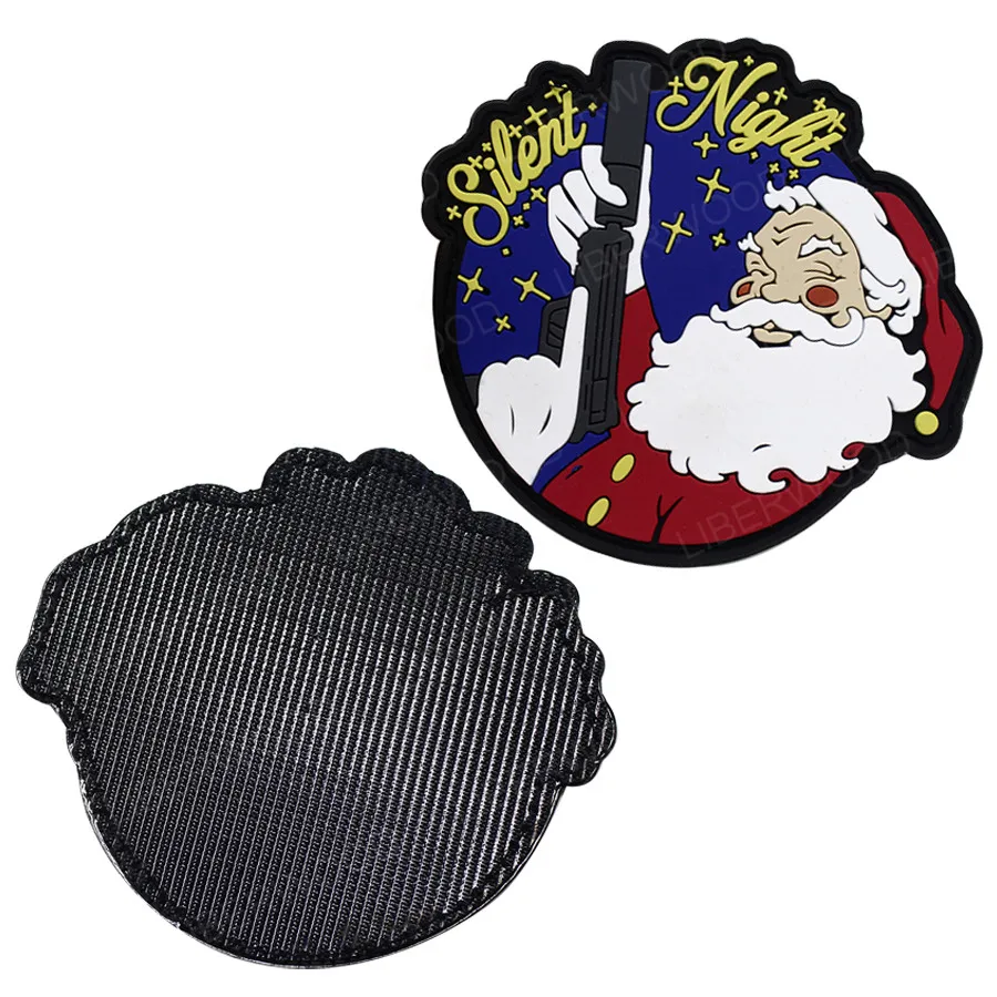 Parche de goma de PVC para Navidad, Parche de Papá Noel, Kriss, Kringle con pistola, insignia de mermelada de hielo - imagen 5
