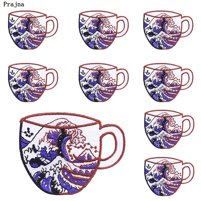 Prajna10uds. Parches bordados de olas para ropa, parches termoadhesivos para planchar en la ropa, apliques de dibujos animados - imagen 2