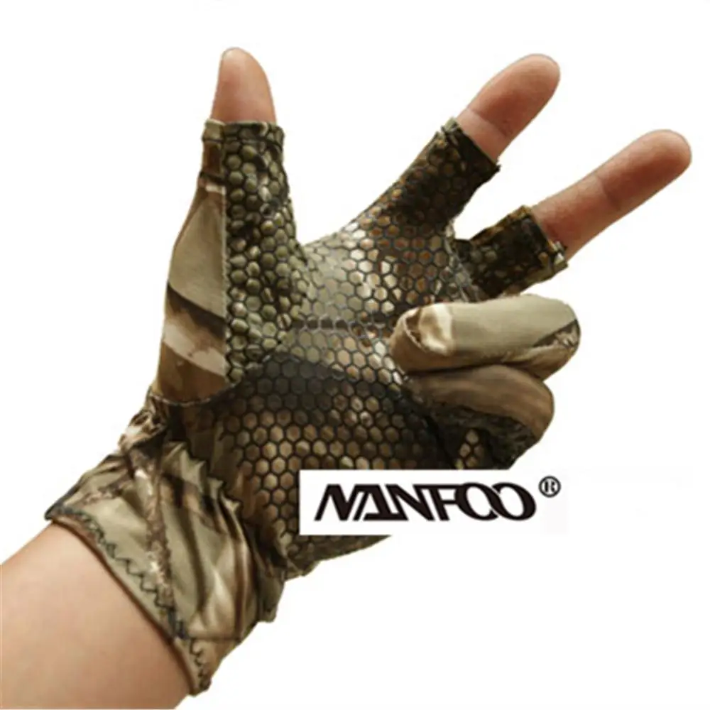 Guantes de ciclismo de pesca antideslizantes sin dedos de verano guantes de caza de camuflaje biónico impermeables guantes finos transpirables de poliéster - imagen 5
