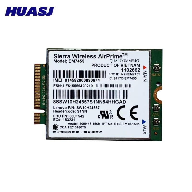 Huasj EM7455 Sierra inalámbrica FDD / TDD LTE, 4G, módulo Gobi6000 para Lenovo FRU: 00JT542, 01AX756, T460, T460p, L560, 260, P50 - imagen 3