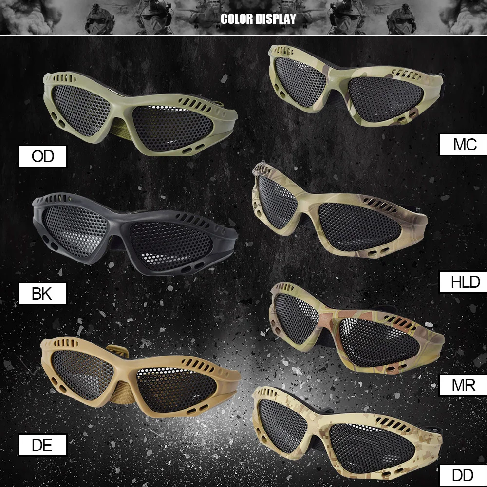 SINAIRSOFT-gafas de sol tácticas para exteriores, lentes deportivas resistentes, malla metálica, red de tiro - imagen 5
