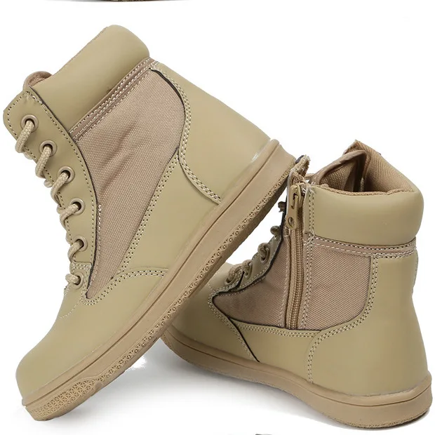 Botas tácticas de combate para niños, calzado de cuero antideslizante, transpirable, para deportes al aire libre, escalada, senderismo, Verano - imagen 4