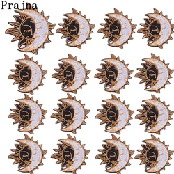 Parches bordados de sol y luna para ropa, insignias redondas de dibujos animados a rayas, 10 piezas, venta al por mayor